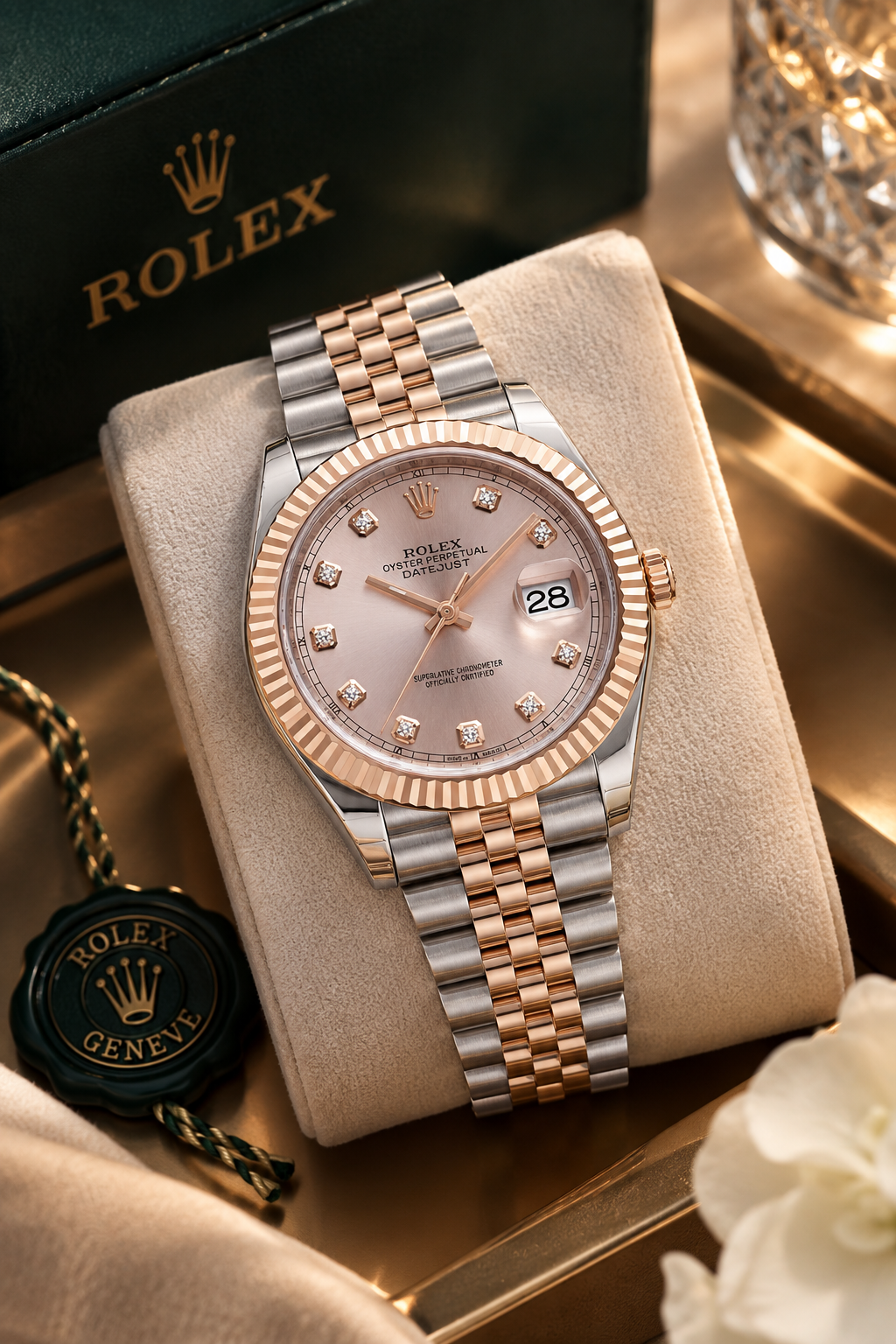 Rose Pink Women’s Two-Tone Pink Dial Luxury Watch