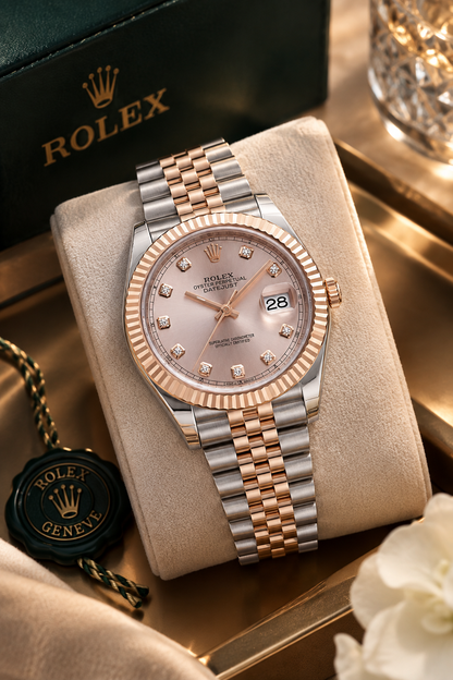 Rose Pink Women’s Two-Tone Pink Dial Luxury Watch
