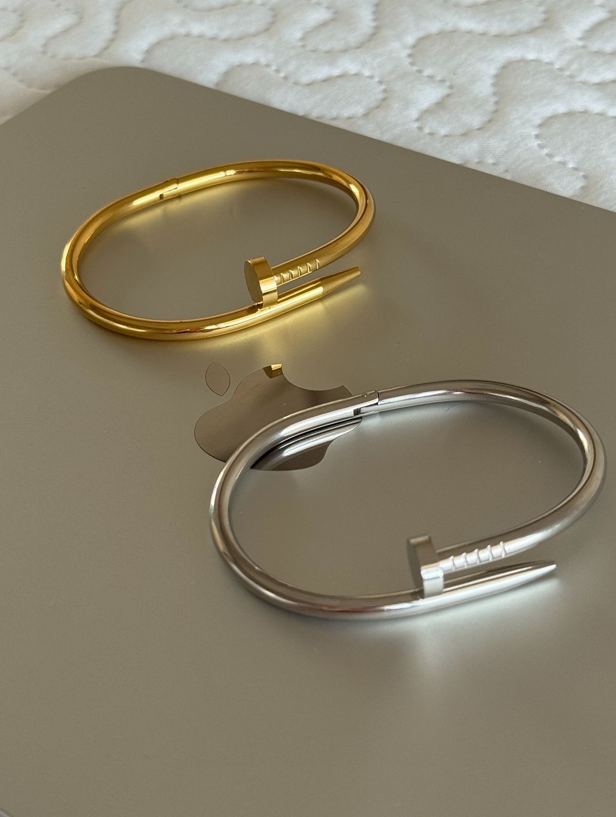 Nail Bracelet Set | Gold & Silver Stainless Steel Cuff