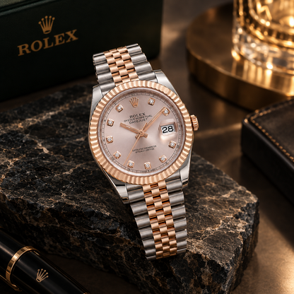 Rose Pink Women’s Two-Tone Pink Dial Luxury Watch