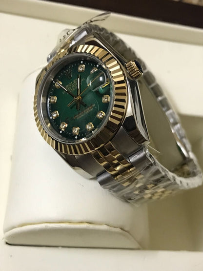 Emerald Green Two-Tone Luxury Watch