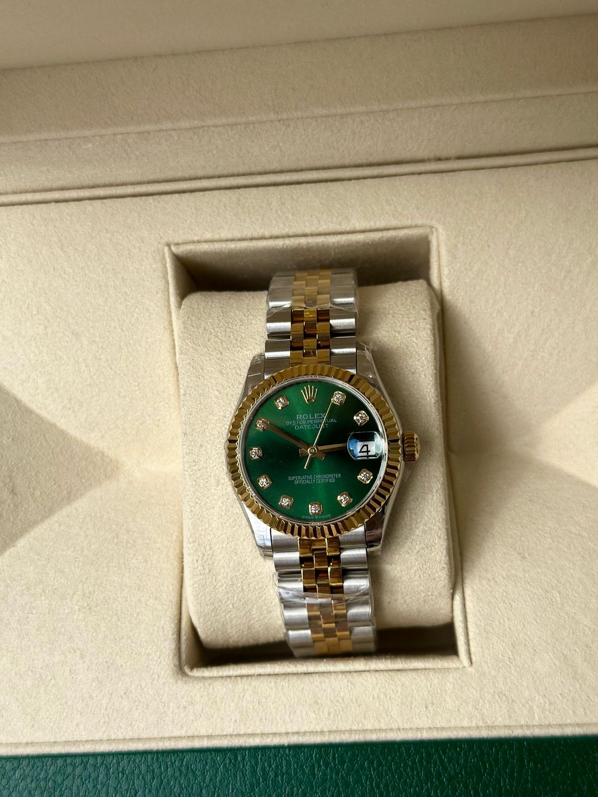 Emerald Green Two-Tone Luxury Watch