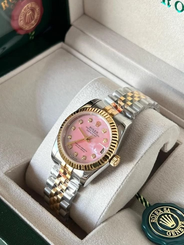 Rose Pink Women’s Two-Tone Pink Dial Luxury Watch
