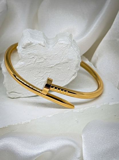 Nail Bracelet Set | Gold & Silver Stainless Steel Cuff
