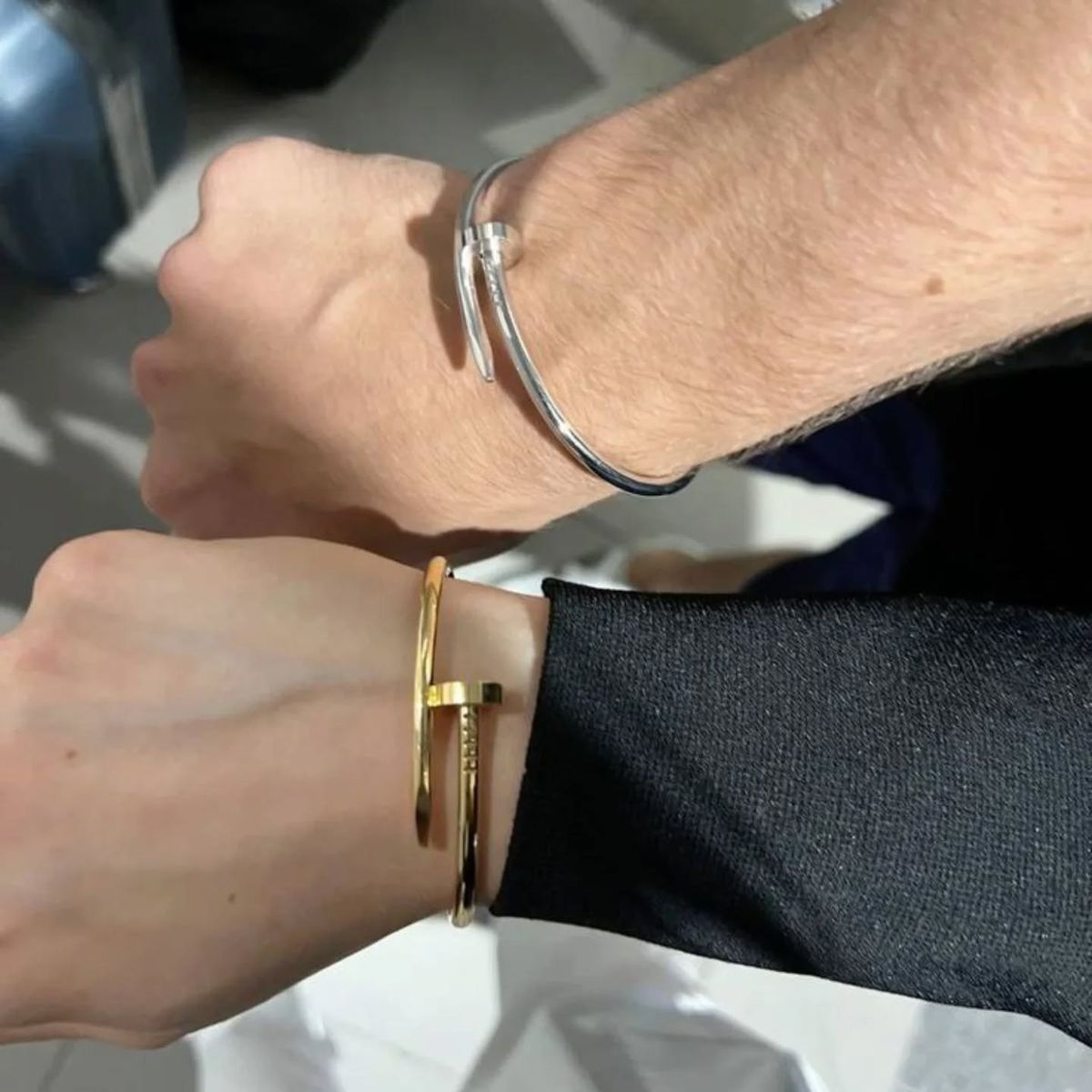 Nail Bracelet Set | Gold & Silver Stainless Steel Cuff
