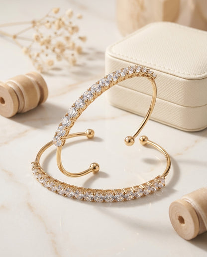 Crystal Row Cuff Bracelet Set