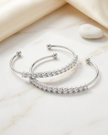 Crystal Row Cuff Bracelet Set