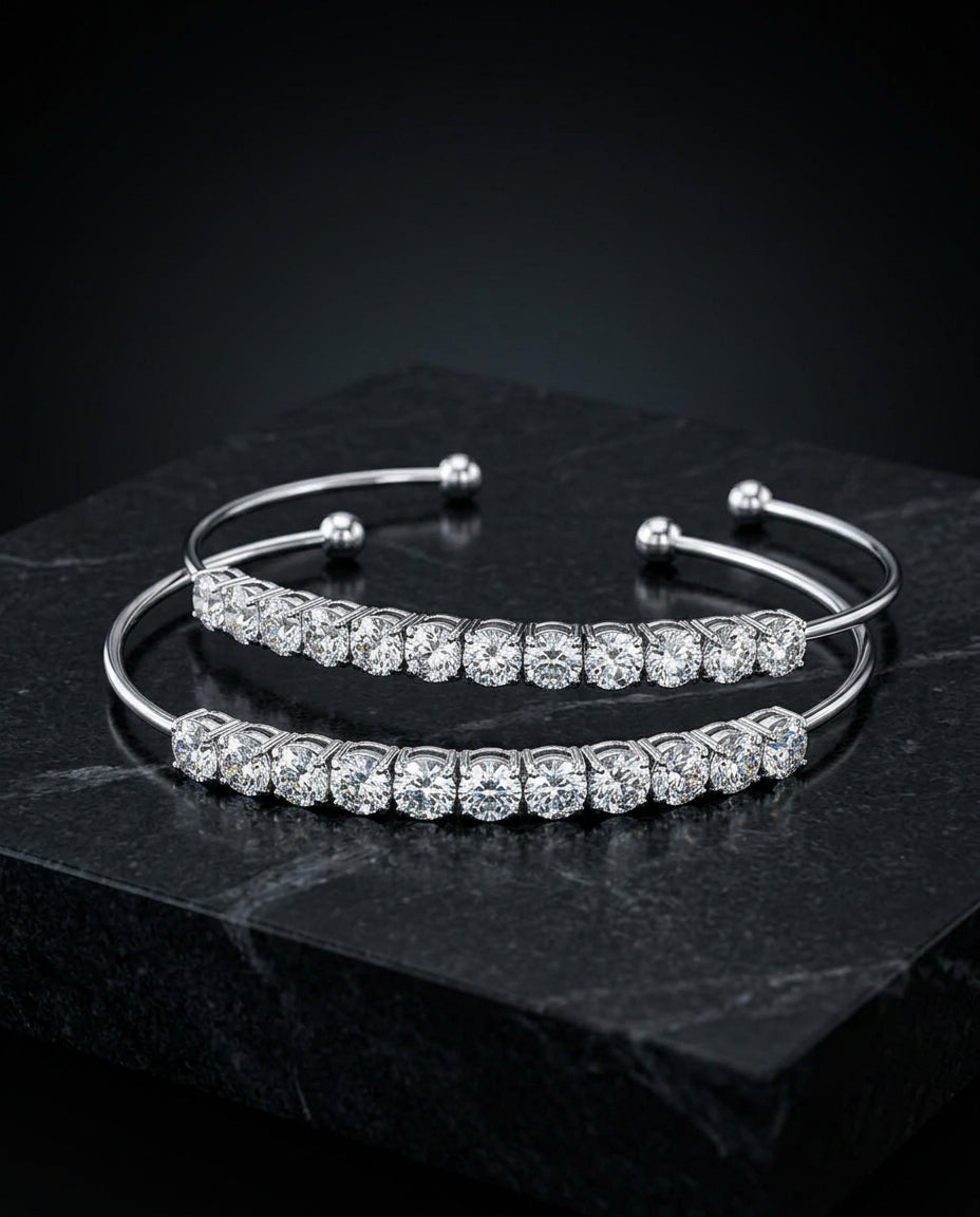 Crystal Row Cuff Bracelet Set