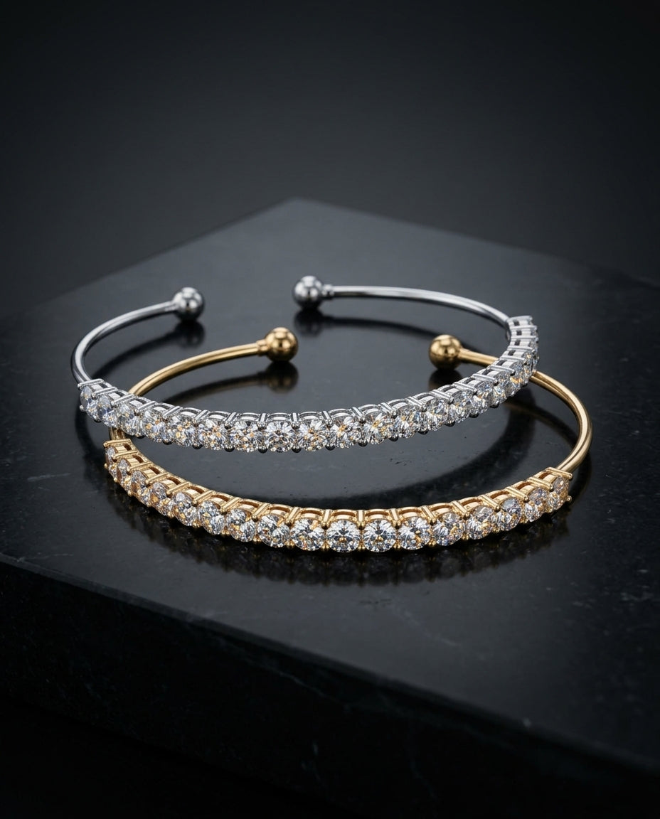 Crystal Row Cuff Bracelet Set