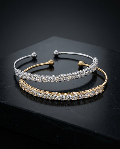 Crystal Row Cuff Bracelet Set