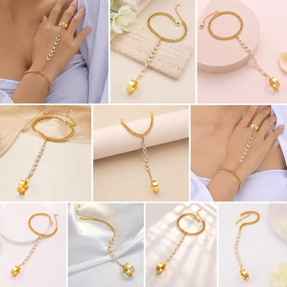 Crystal Pearl Hand Chain Bracelet
