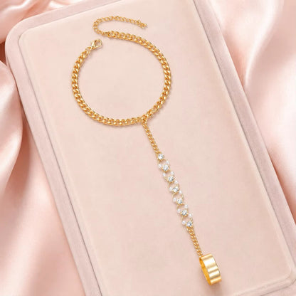 Crystal Pearl Hand Chain Bracelet