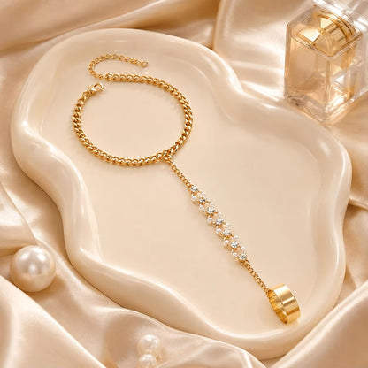 Crystal Pearl Hand Chain Bracelet