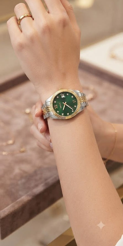 Emerald Green Two-Tone Luxury Watch