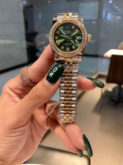 Emerald Green Two-Tone Luxury Watch