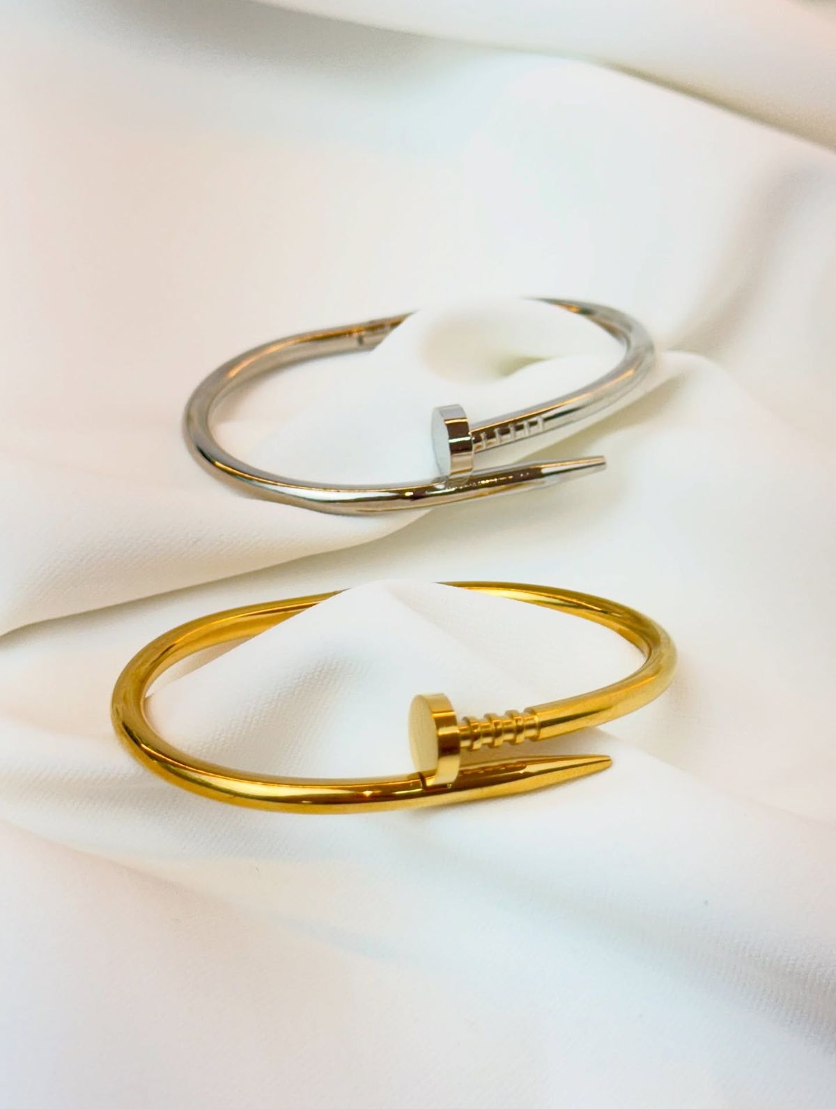 Nail Bracelet Set | Gold & Silver Stainless Steel Cuff